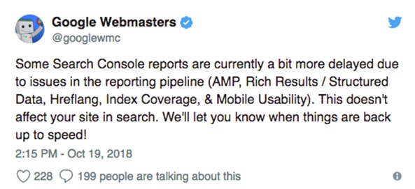 Google warns Search Console delays